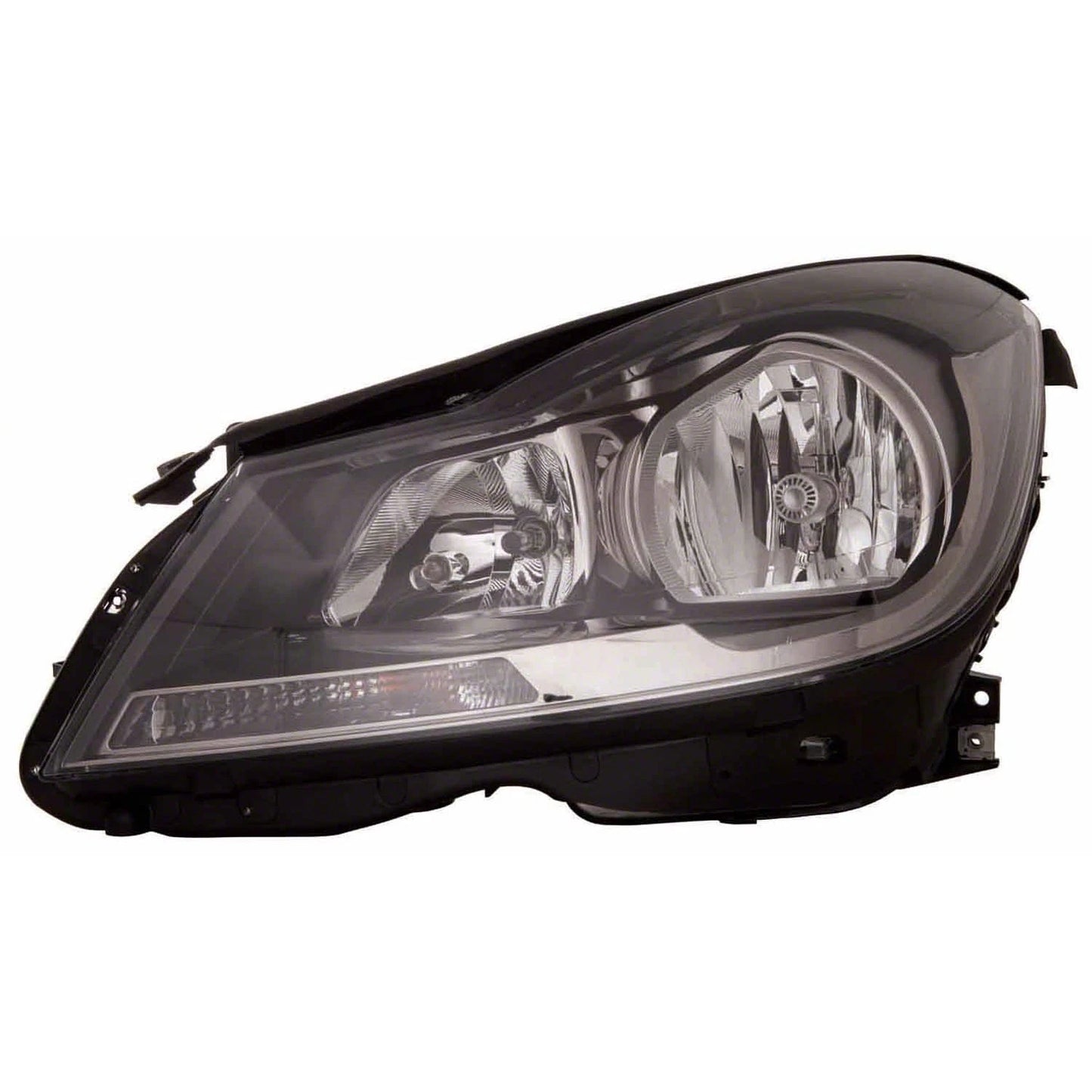 Replacement Black Driver Side Halogen Headlight Assembly w/o Cornering Lamps