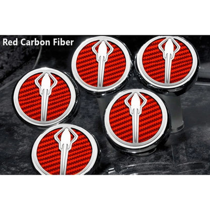 Chrome Stingray Cap Covers w/Red C-Fiber Inlay for 14-19 Corvette Z06 Automatic