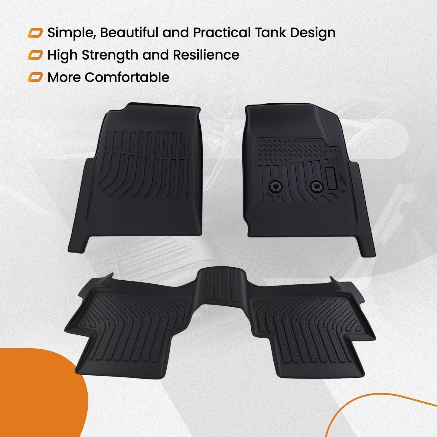 All Weather Floor Mat Set for Chevy Colorado Crew Cab (2015–2022) Black TPE