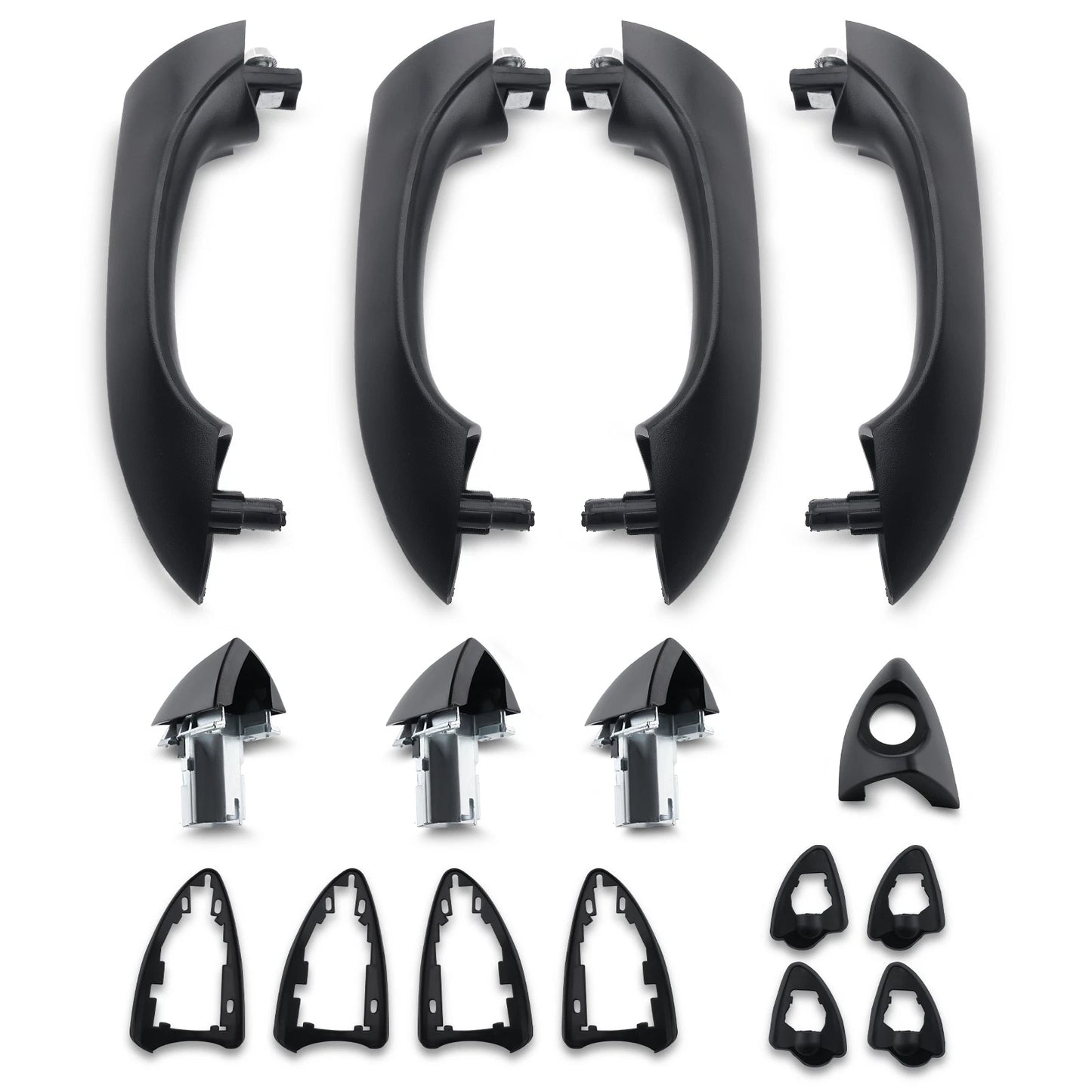 Front and Rear Outside Door Handles Black for BMW X5 (2000–2006)