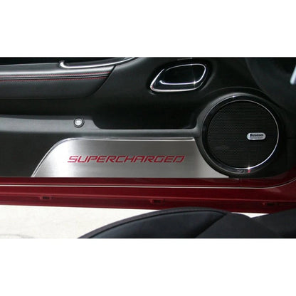 Door Panel Kick Plates for Chevrolet Camaro (2010–2015) Orange Carbon Fiber