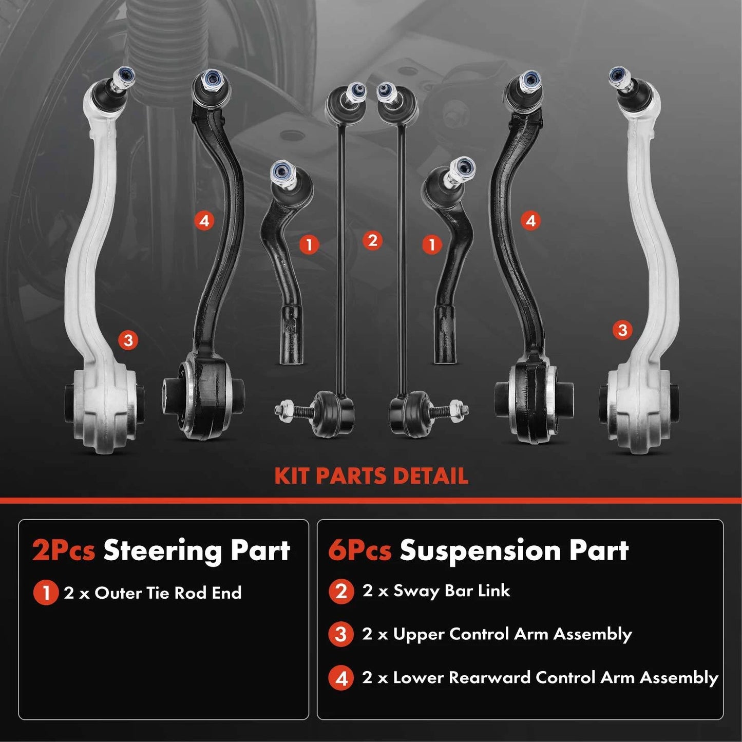 8X Outer Front Control Arm Sway Bar Link for Mercedes-Benz C230 (2002–2007)