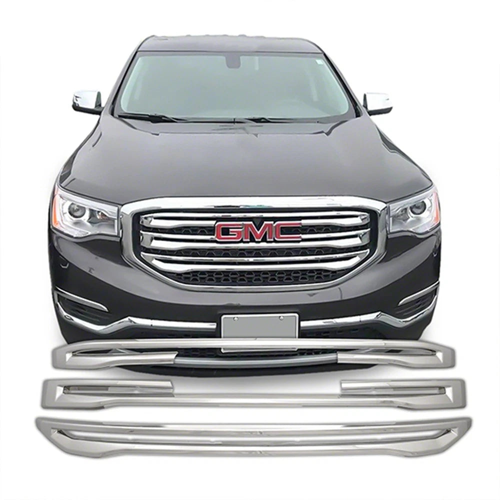 3pc Grille Overlay Replacement for 2017-2019 GMC Acadia SL SLE Chrome