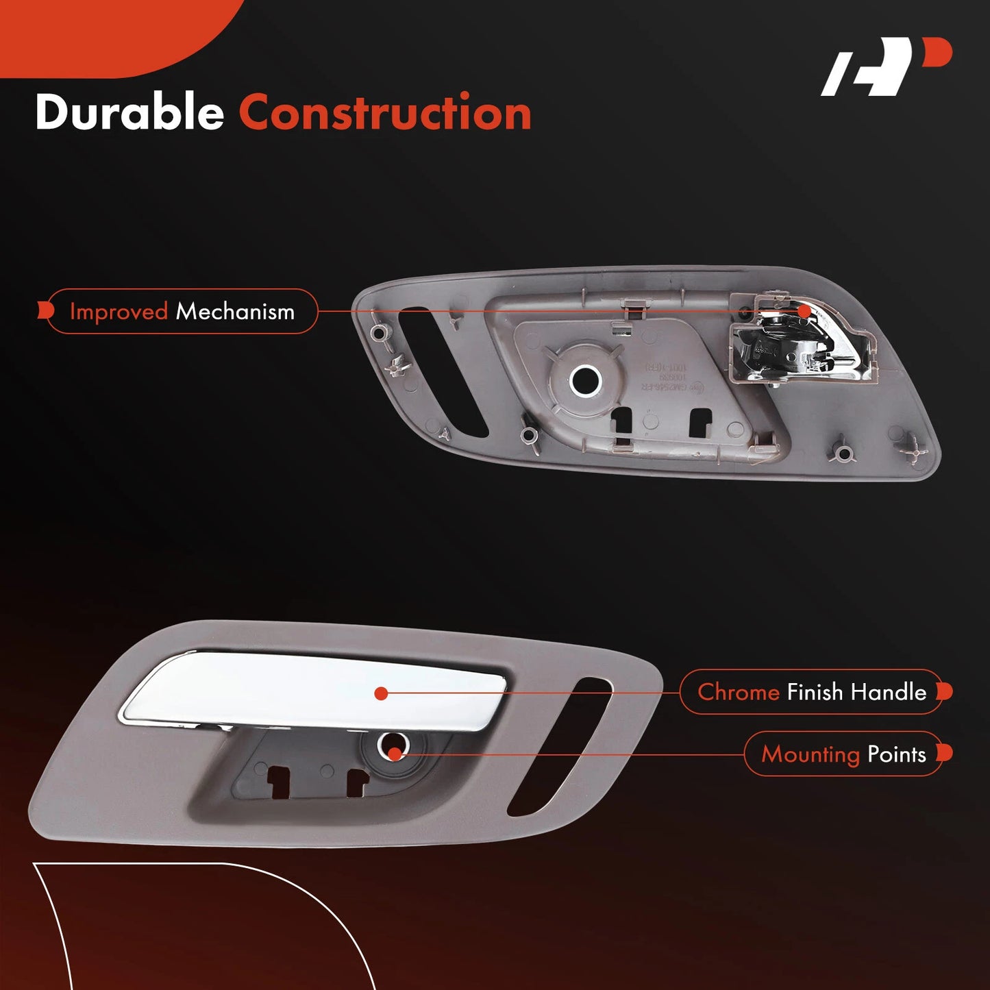 2X Front Plastic Interior Door Handle for Chevrolet Silverado 1500 (2019–2023)