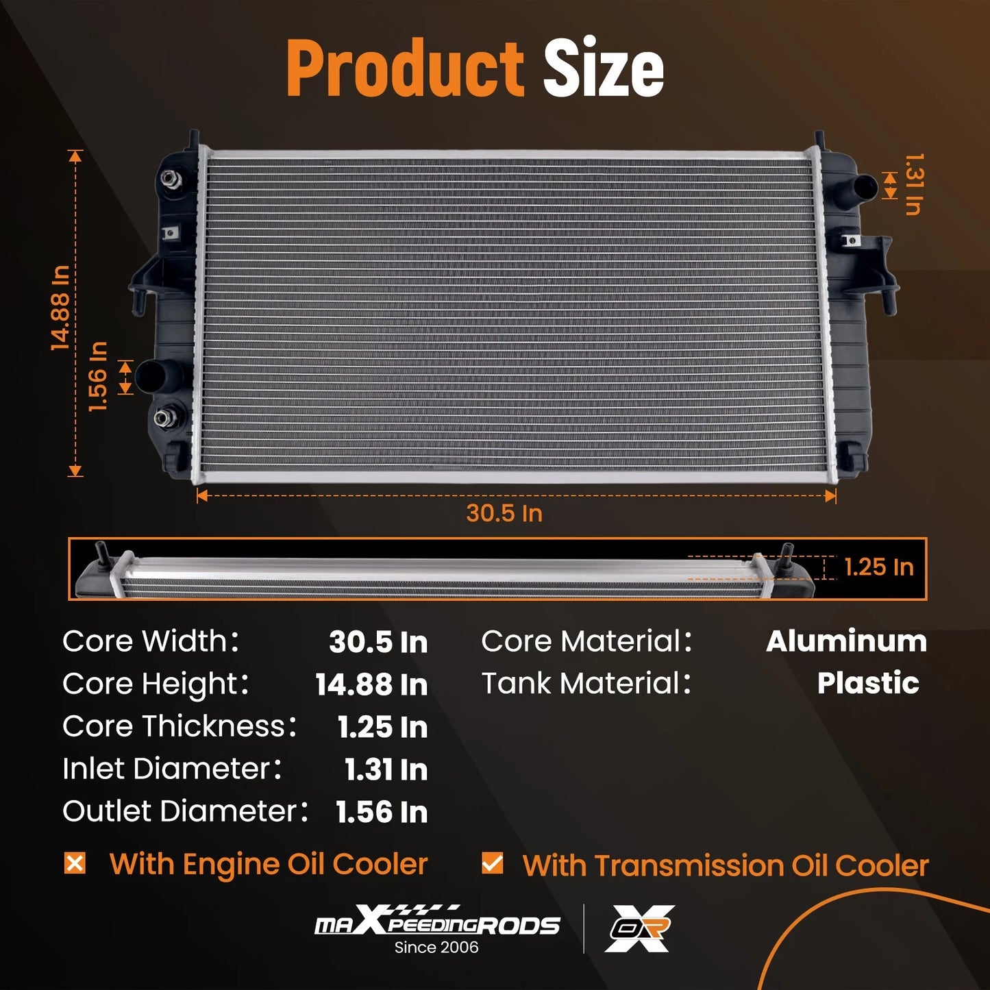 Engine Cooling Radiator for Cadillac DTS (2006–2011)