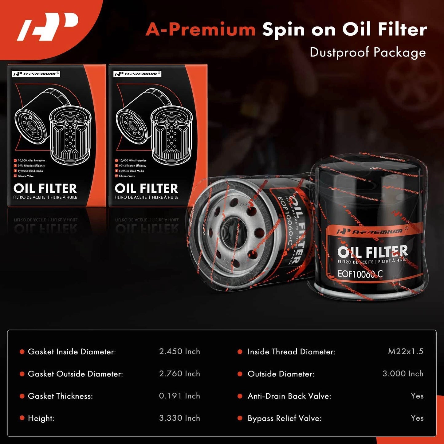 2X Engine Oil Filter for Jeep Grand Cherokee (2009–2010, 2014–2023)