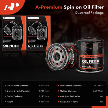 2X Engine Oil Filter for Jeep Grand Cherokee (2009–2010, 2014–2023)