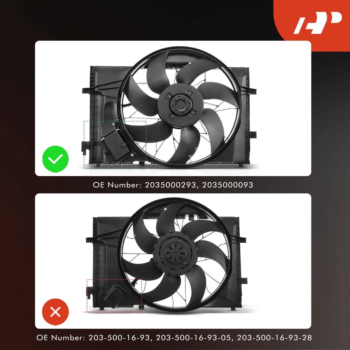 Cooling Fan Assembly with Brushless Motor for Mercedes-Benz C230 C240 (2003–2009)