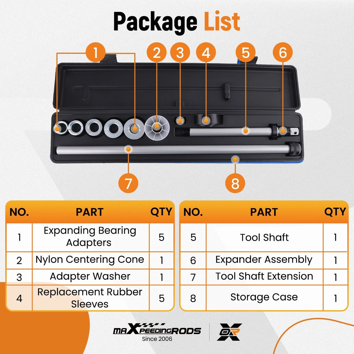 Cam Bearing Installation Removal Tool Kit for Engine (1.125''–2.69'')
