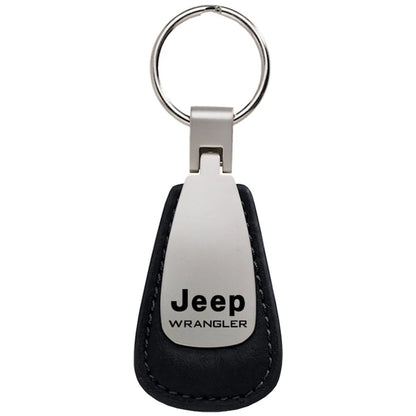 Black Leather Teardrop Keychain - Officially Licensed for Jeep Wrangler