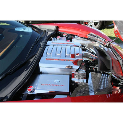 Chrome Stingray Cap Covers with Blue C-Fiber Inlay for Chevrolet Corvette Z06 (2014–2019)