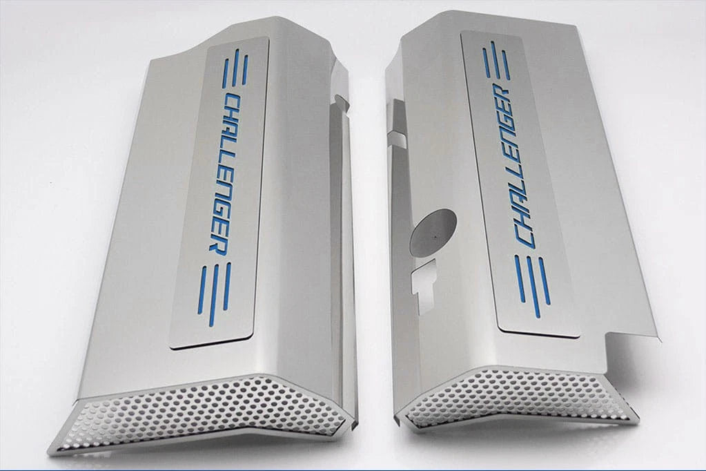 Fuel Rail Covers w/Mopar Blue Vinyl Challenger Inlay for 08-11 SRT8 w/AM Intake