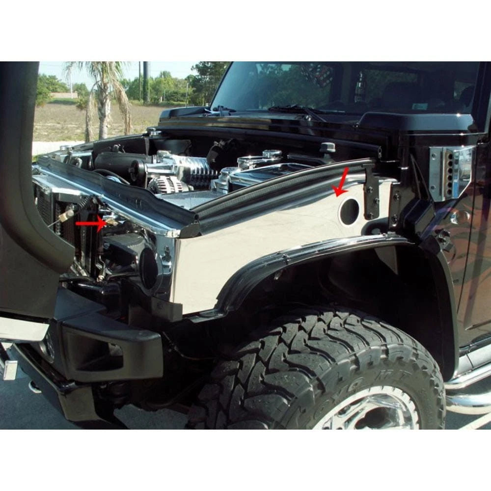 2pc Polished Stainless Steel Fender Covers for Hummer H2 (2003–2007)