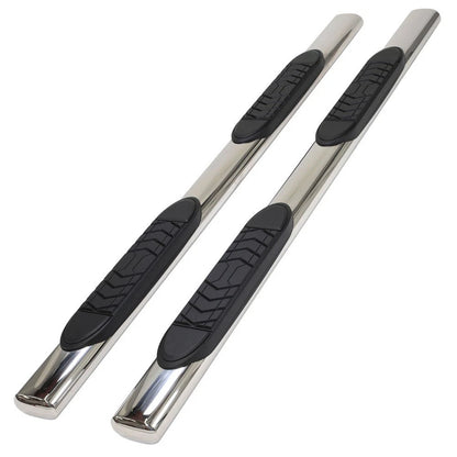 Polished 5in Oval Straight w/2 Pads Step Nerf Bar for 10-19 Ram HD Extended Crew