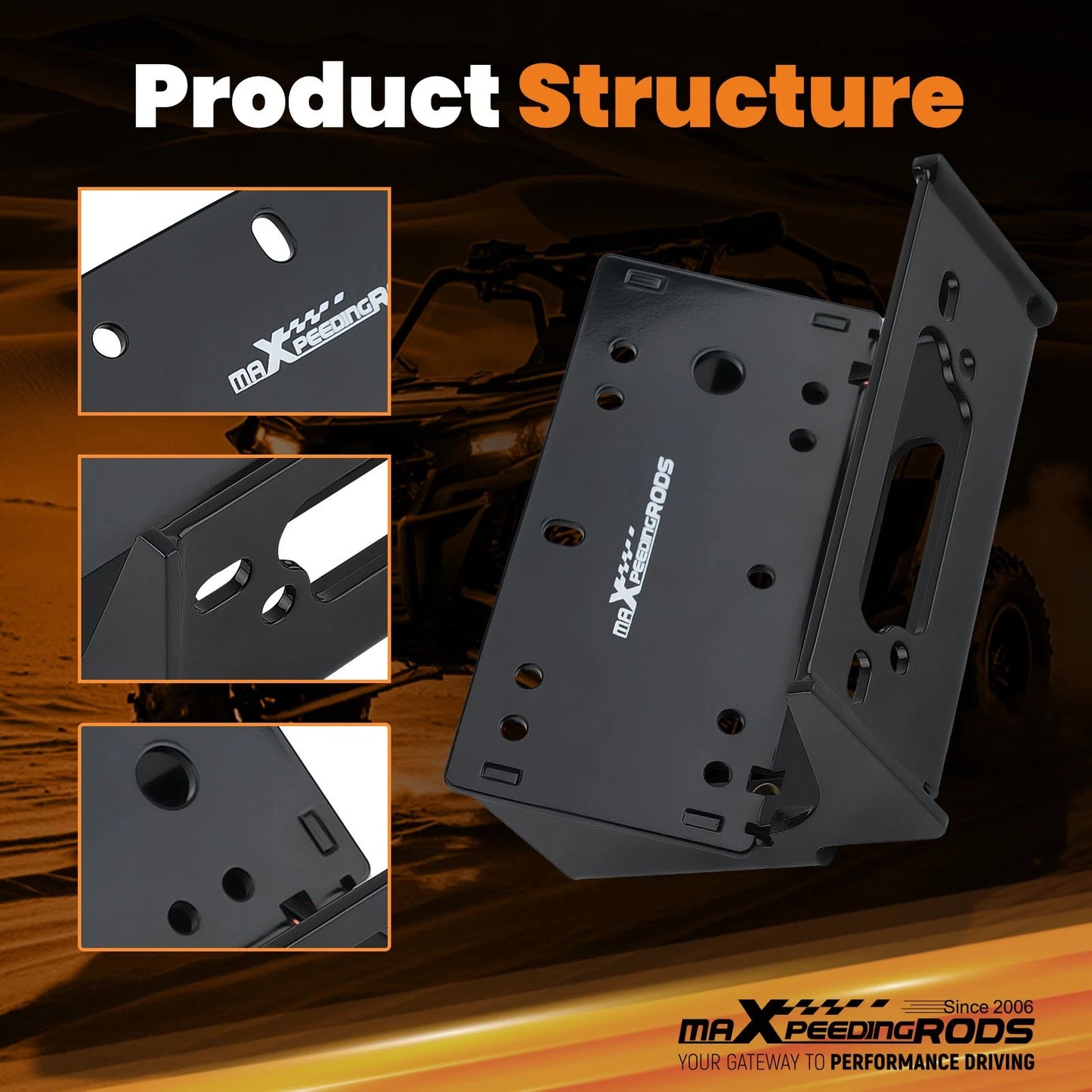 Heavy-Duty Steel Winch Mounting Plate for Kawasaki Teryx 750/800 UTV (12-25)