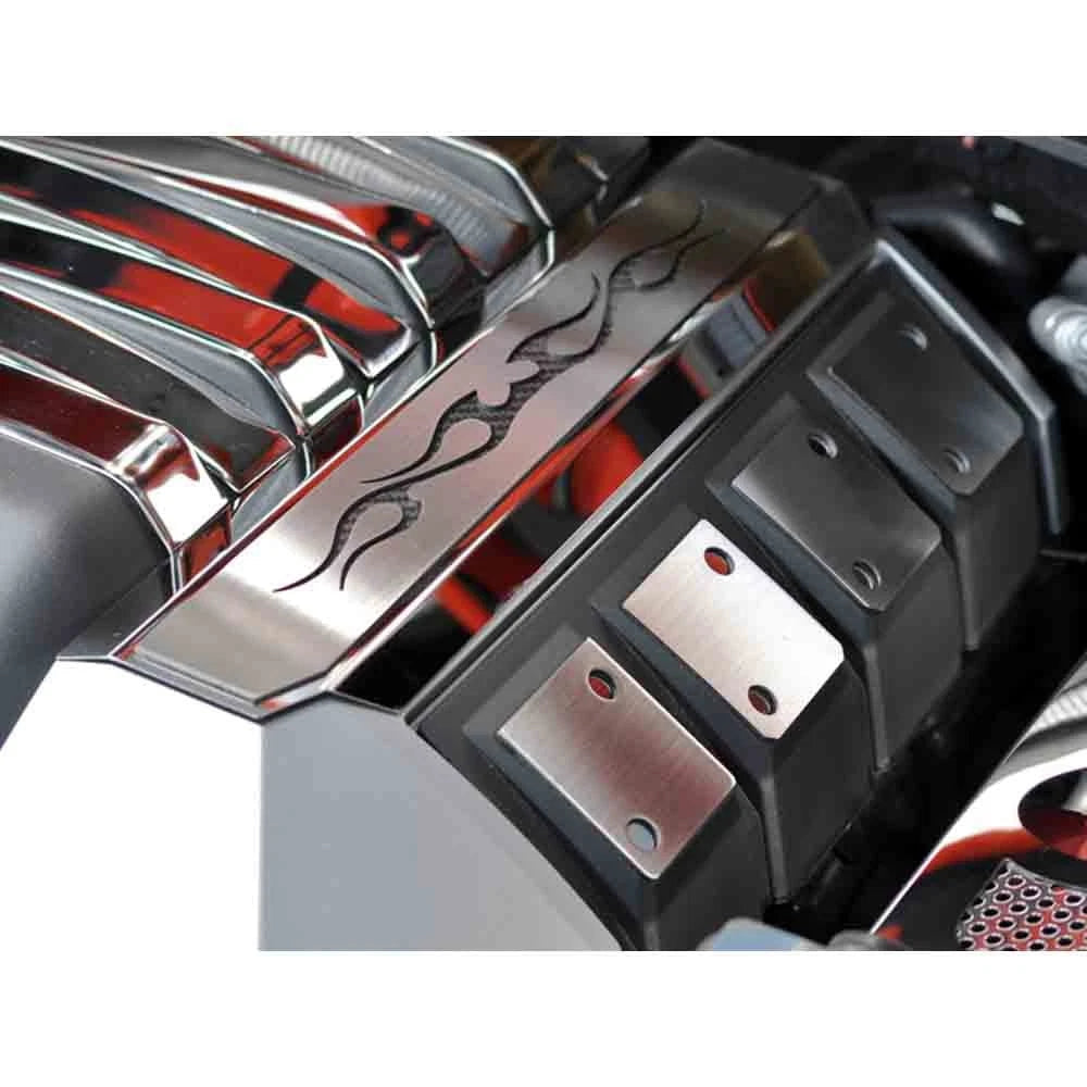 Rail Covers w/Black Vinyl Tribal Flame Inlay for 2010-2015 Camaro SS w/OE Shroud