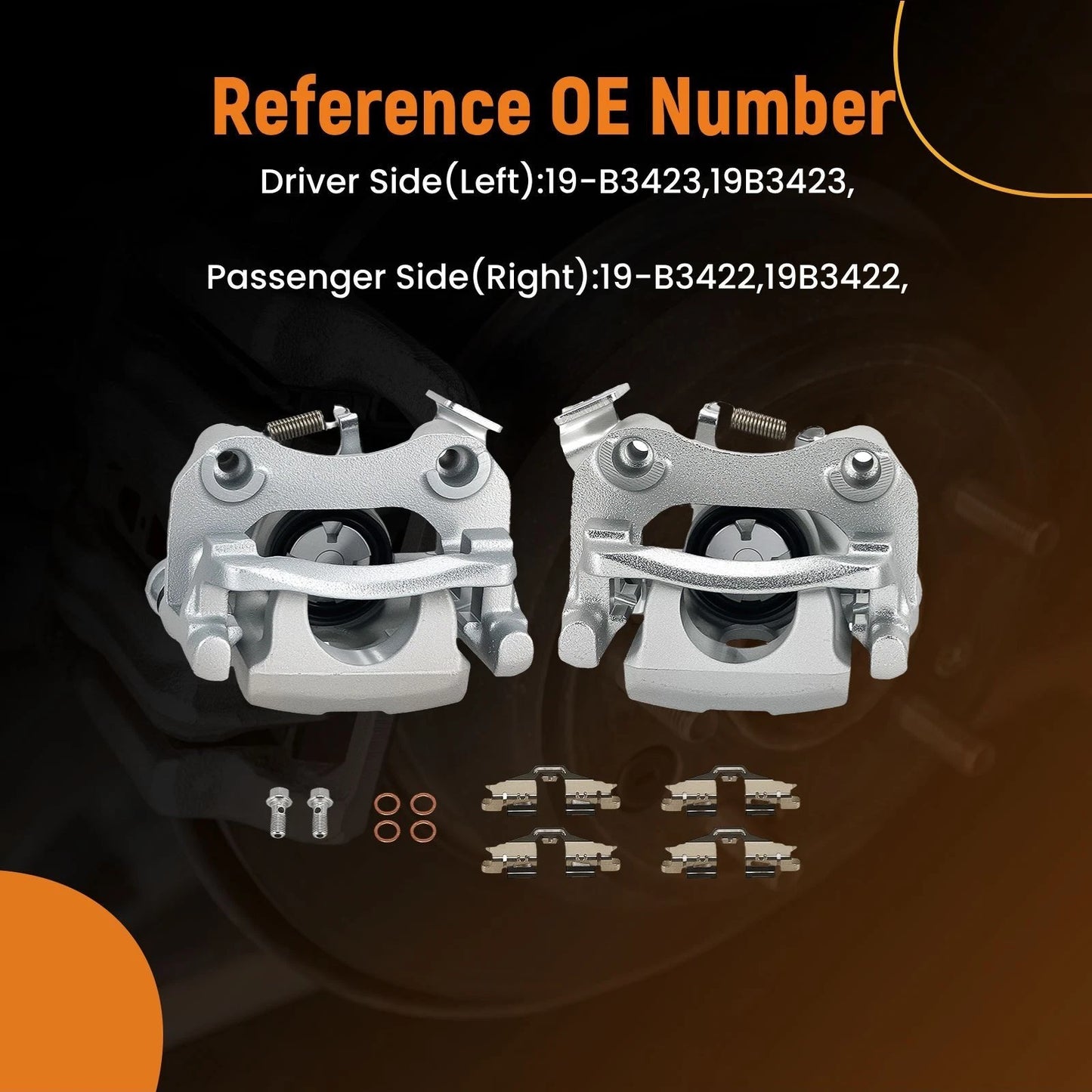 2x Rear Left & Right Disc Brake Calipers with Bracket for Scion xB (2008–2015)