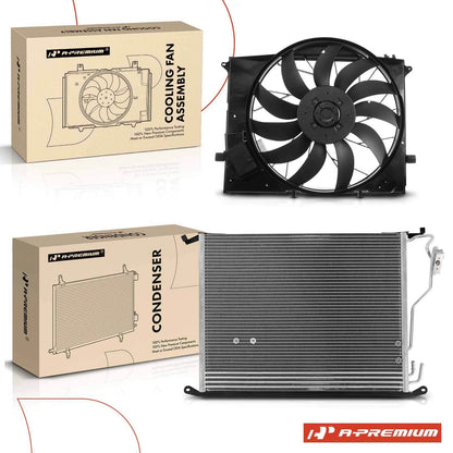 AC Condenser & Dual Cooling Fan Assembly Kit for Mercedes-Benz CL500 (2000–2006)