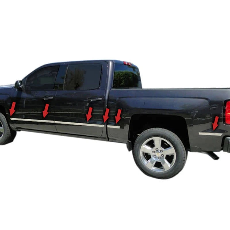 Diamond Grade 12pc 1 1/4" Accent Trim for 2014-18 Chevy Silverado Crew 5.8' Bed