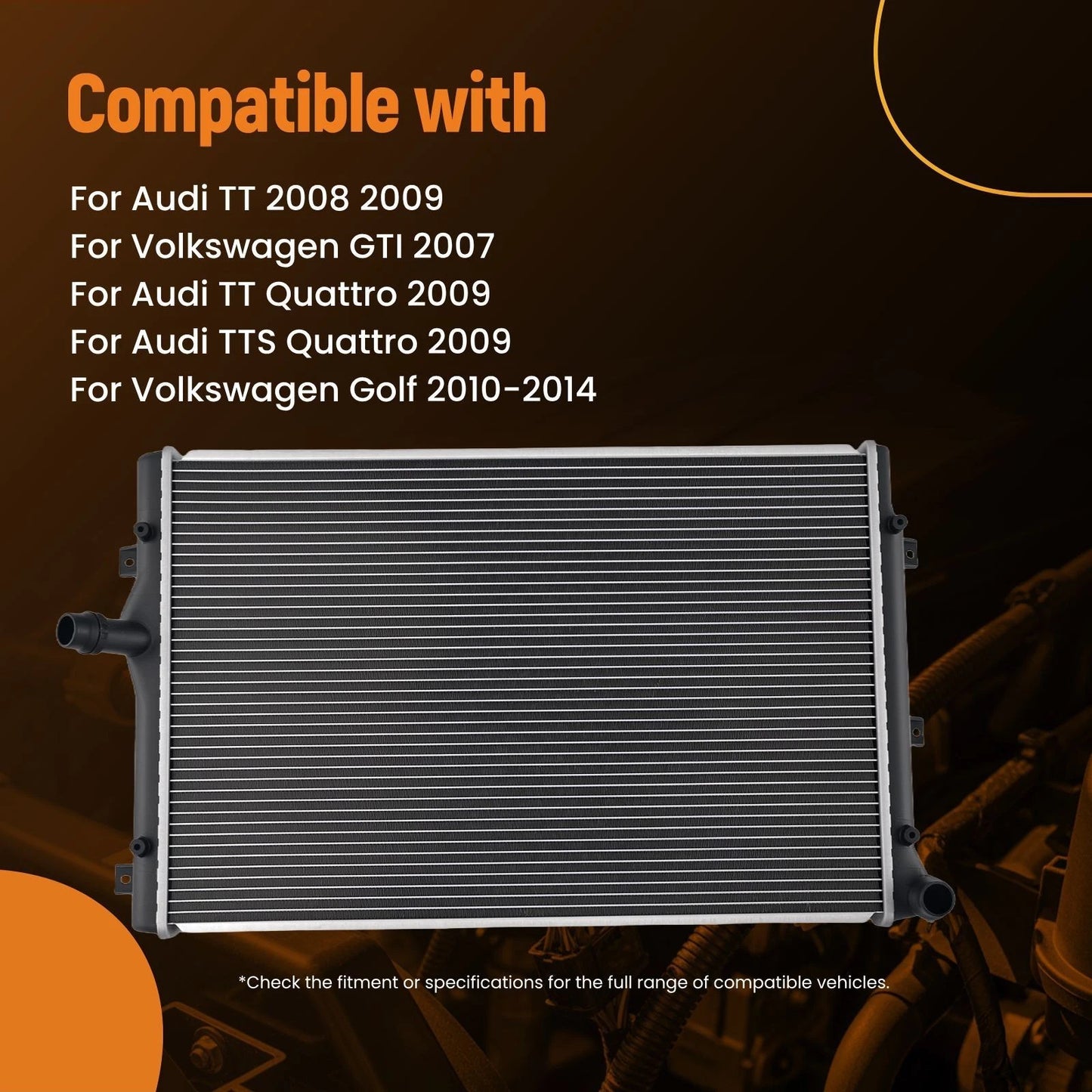 Cooling Radiator for Audi A3 Quattro and VW Golf (2004–2008)