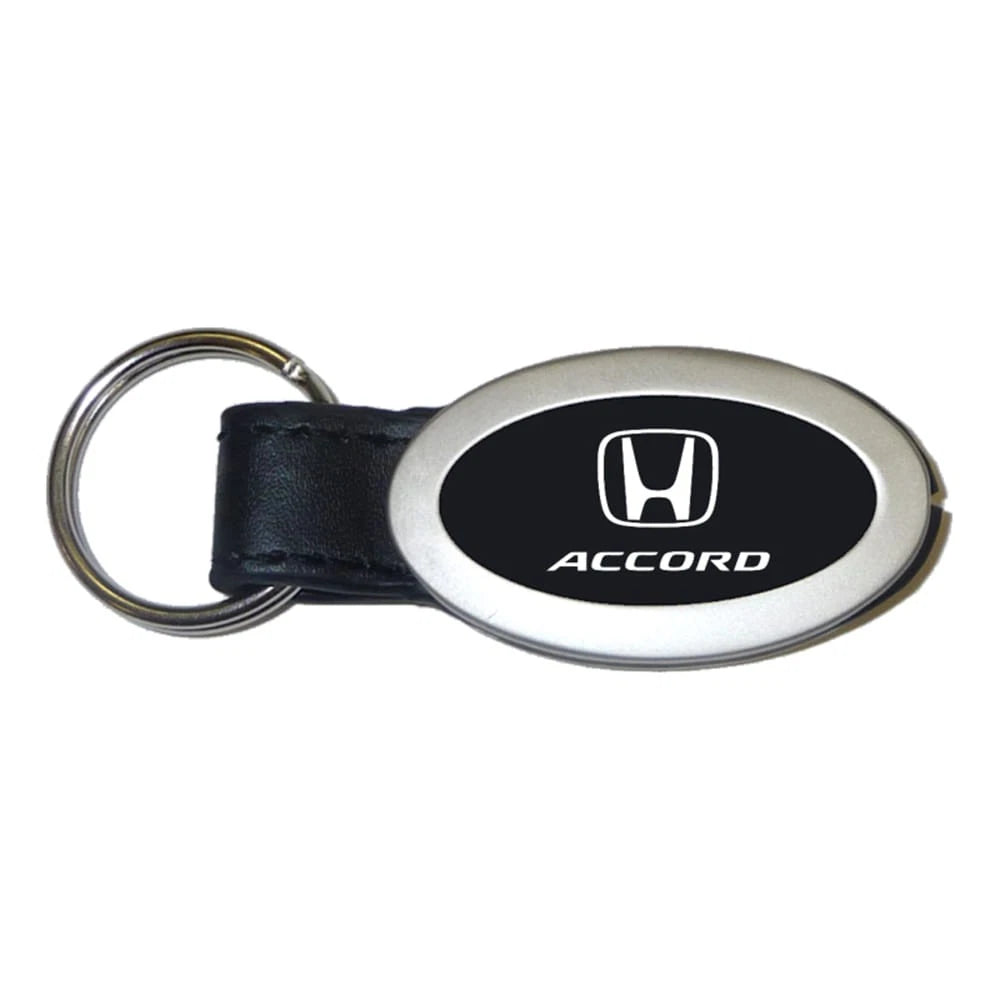 Black Oval Leather Keychain - Officially Licensed for Honda Accord