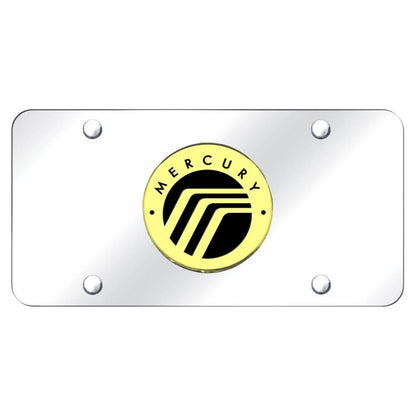 Gold Logo on Chrome License Plate - Officially Licensed for Mercury