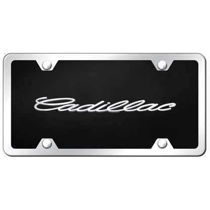 Chrome on Black Acrylic License Plate Kit - Officially Licensed for Cadillac