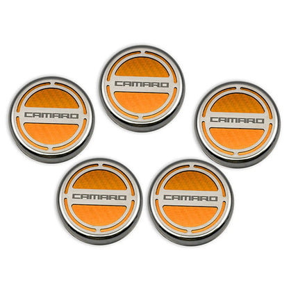 Chrome Cap Covers w Black C-Fiber Inlay for Camaro 2010–2015