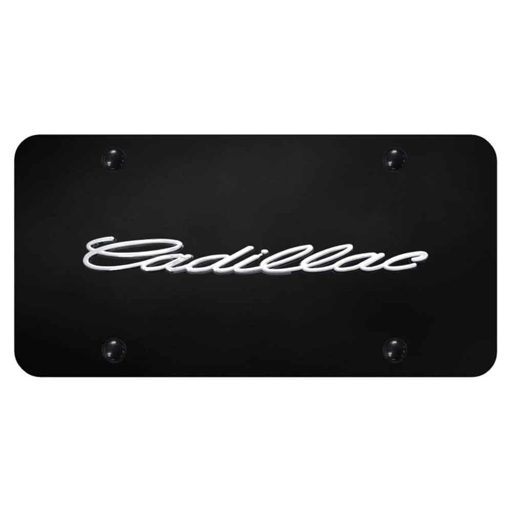Chrome Name on Black License Plate - Officially Licensed for Cadillac