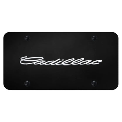 Chrome Name on Black License Plate - Officially Licensed for Cadillac