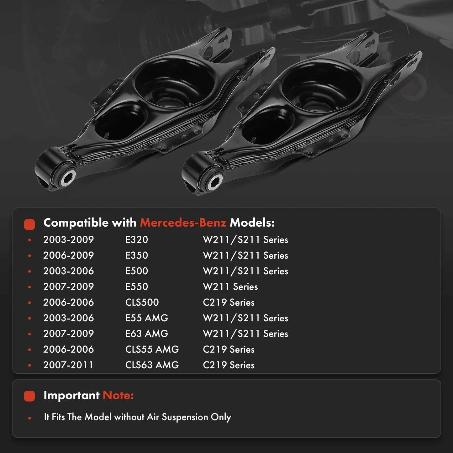 2X Rear Lower Control Arm for Mercedes-Benz E320 E350 E500 E550 CLS500 (2003–2009)