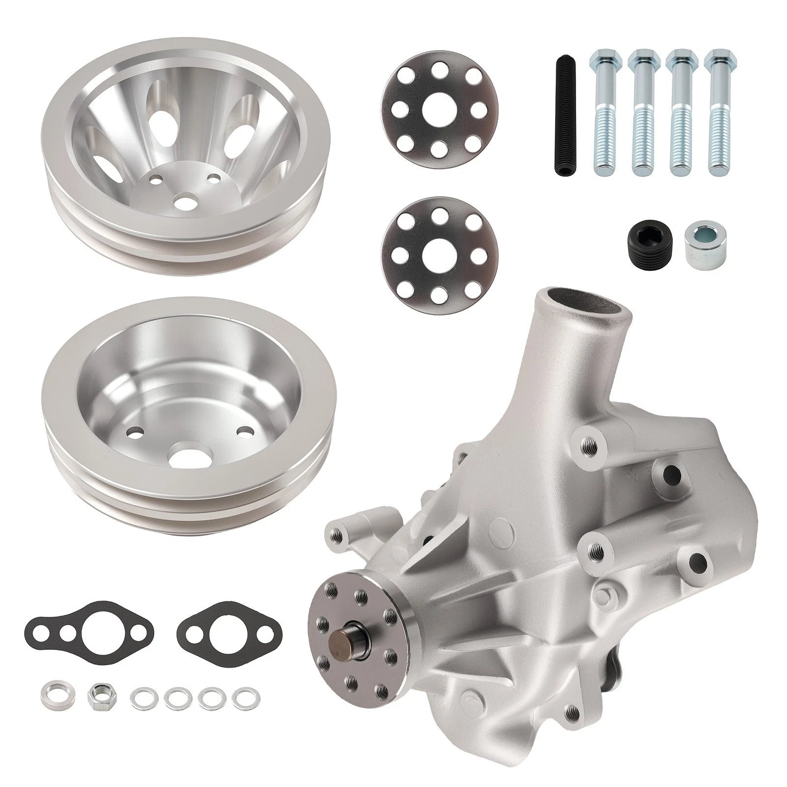 High Volume Water Pump & 2-Groove Pulley for Chevy SBC 283 (1967–1969)