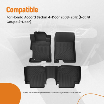 Black TPE Carpet Floor Mats for Honda Accord Sedan (2008–2012)