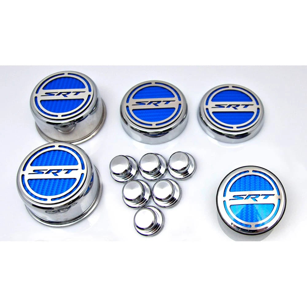 11pc Cap Covers w/Green Carbon Fiber Vinyl "SRT" Inlay for 08-15 Charger V8 6.4L