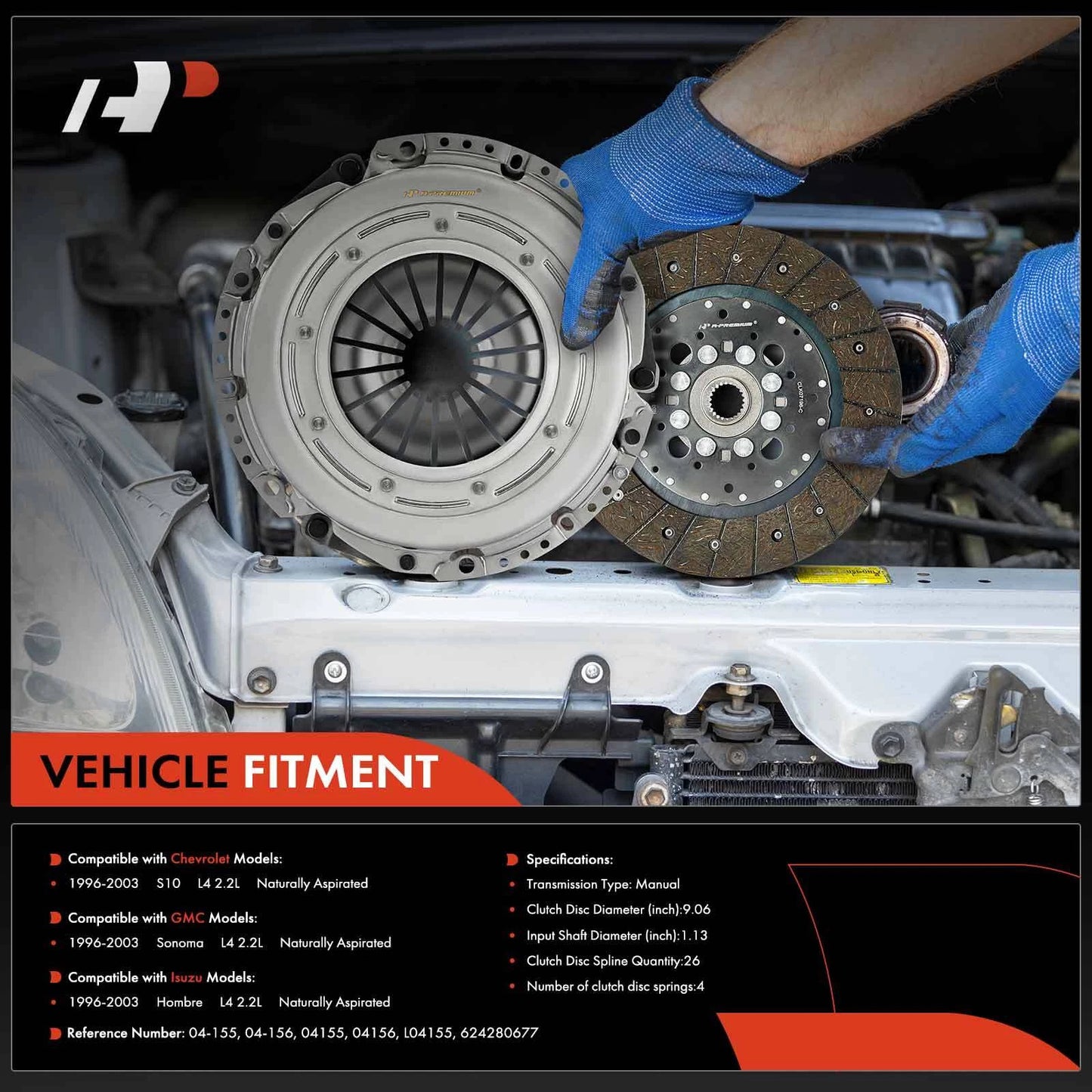 Clutch Kit with Slave Cylinder for Chevy S10 GMC Isuzu L4 2.2L (1994–2004)