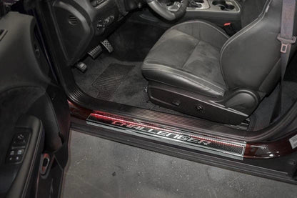 Carbon Fiber Door Sill with Red LEDs For 2008-2019 Dodge Challenger