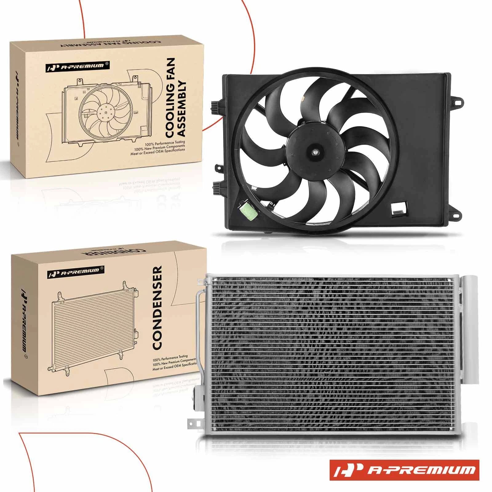 A/C Condenser and Cooling Fan Assembly Kit for Chevy Sonic (2012–2018)