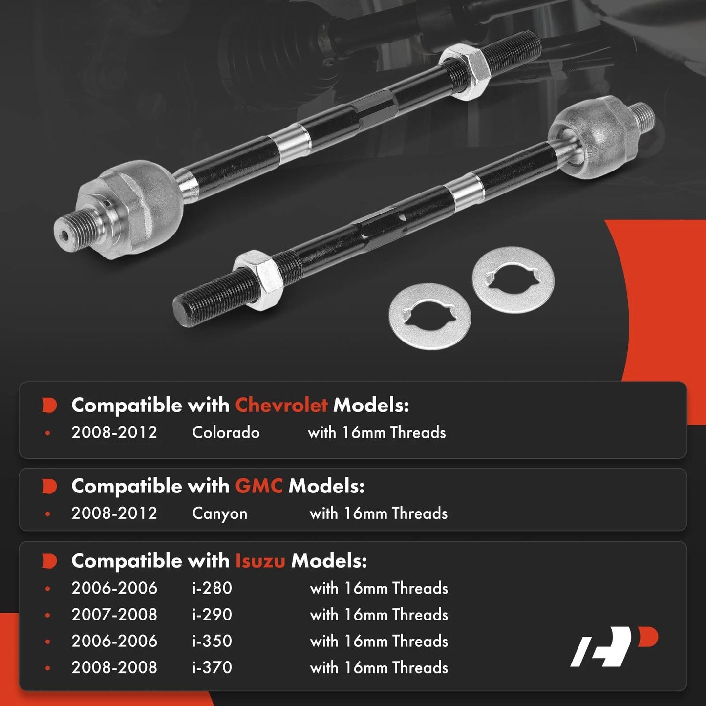 2X Front Inner Tie Rod Ends for Chevrolet Colorado GMC Canyon (2008–2012)