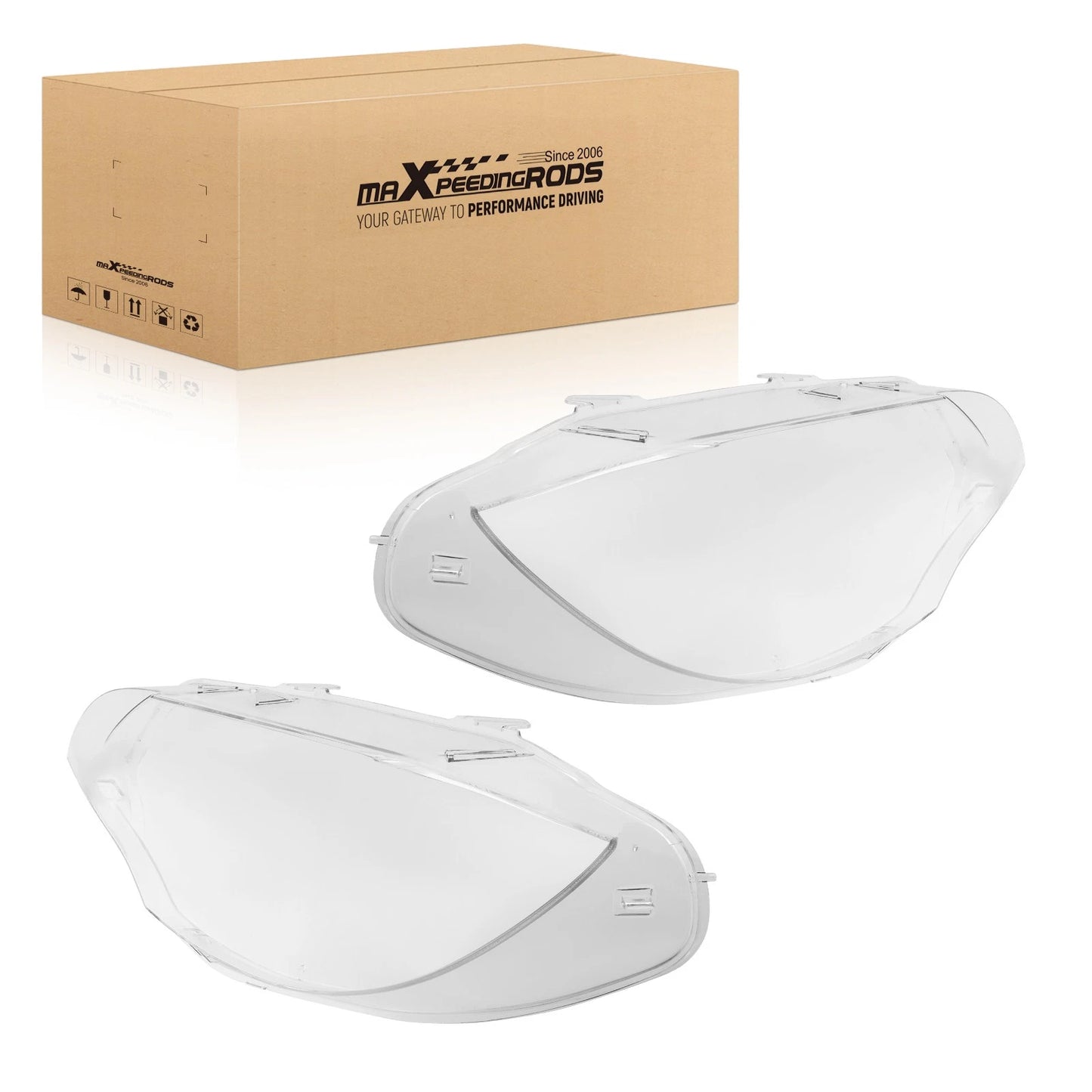 Front Headlamp Lens Cover Pair for BMW X6 E71 (2008–2014)