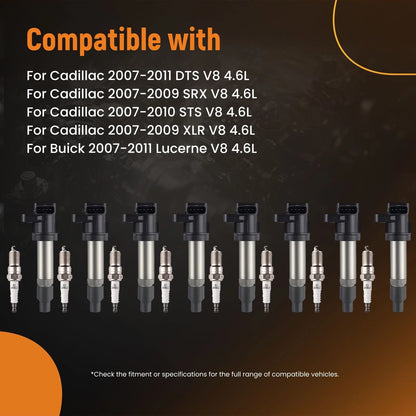 8x Ignition Coil and Spark Plug Kit for Cadillac XLR 4.6L V8 (2007–2009)