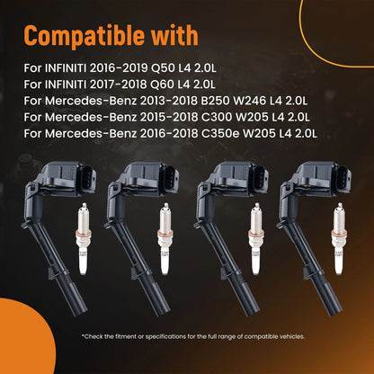 Ignition Coils & Spark Plugs for Mercedes B250 CLA250 C300 E300 (2013–2019)