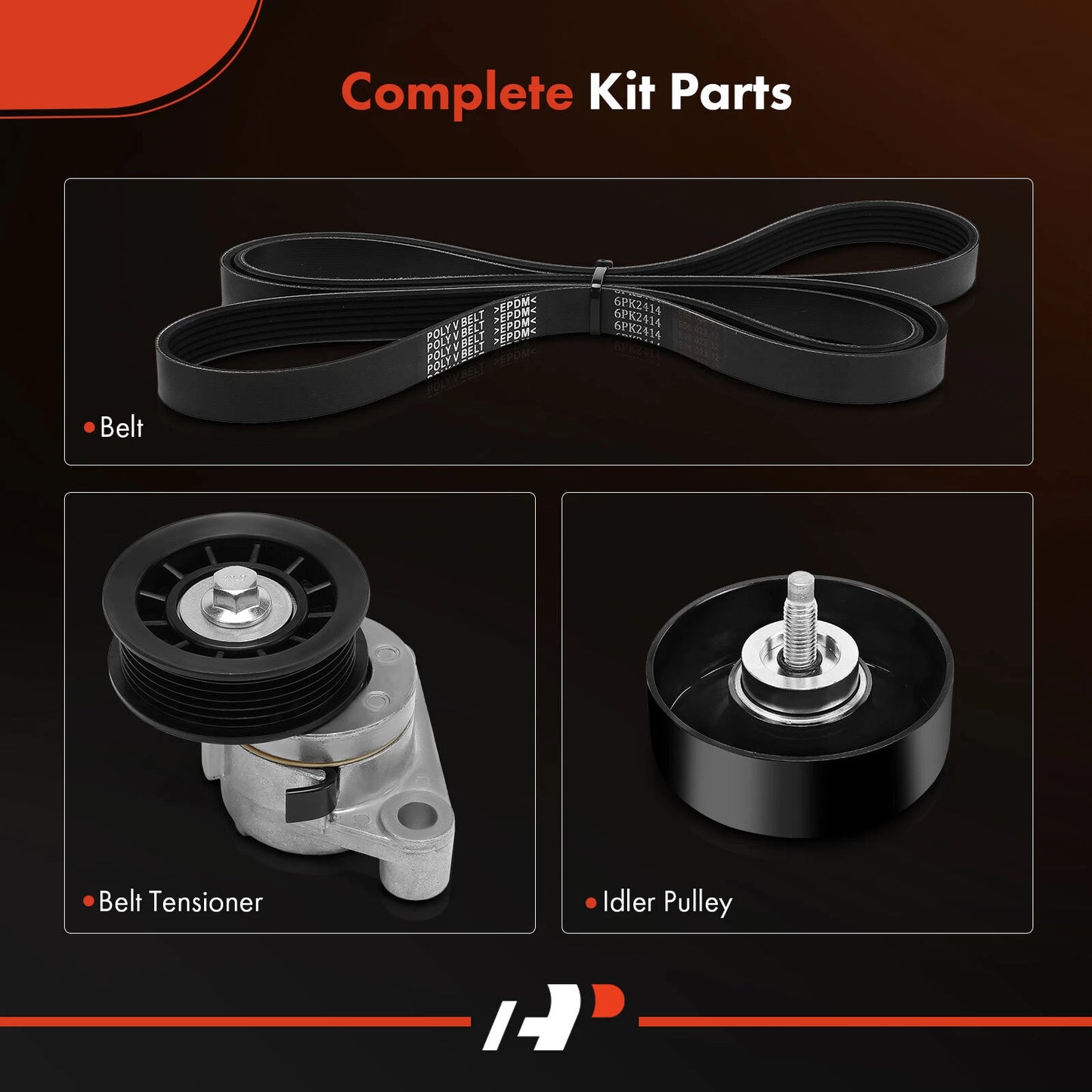 3X Serpentine Belt Drive Component Kit for Chevy Avalanche 2500 (2002–2006)