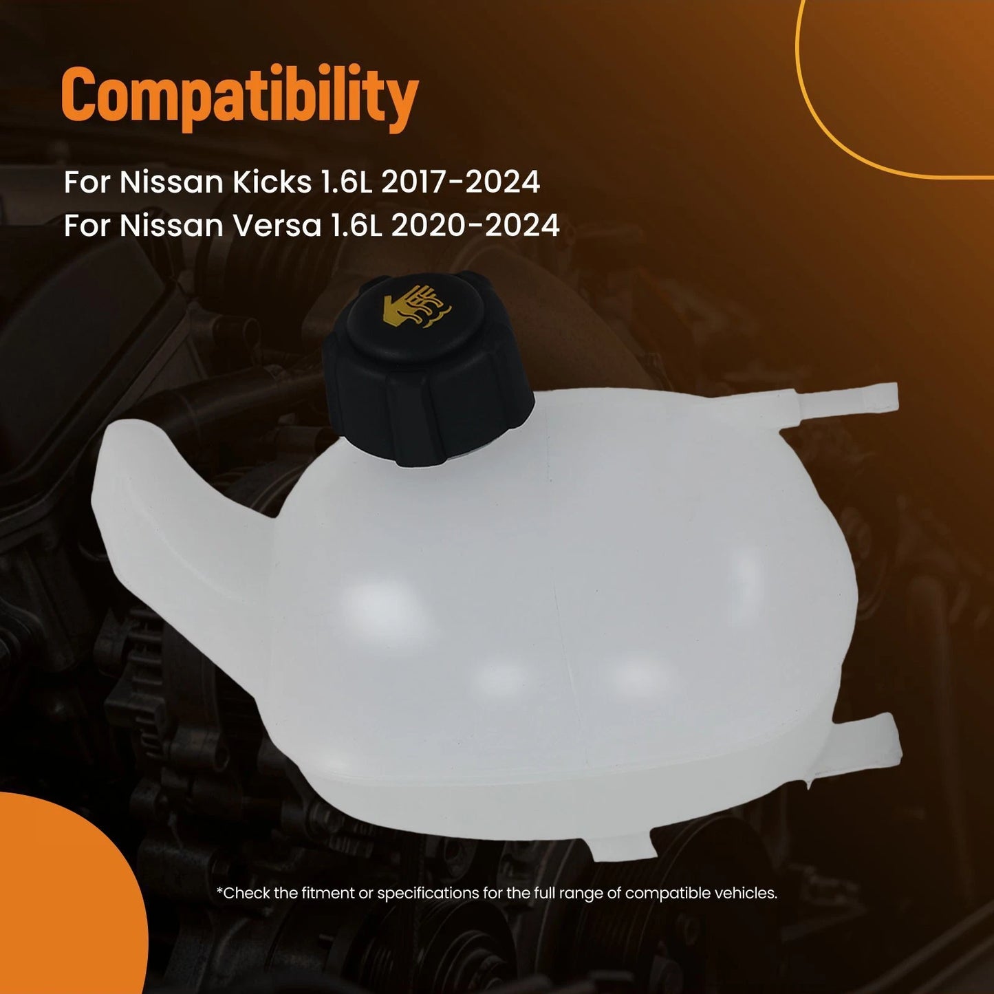 Coolant Recovery Reservoir Tank w/ Cap for Nissan Kicks Versa (2017–2024)