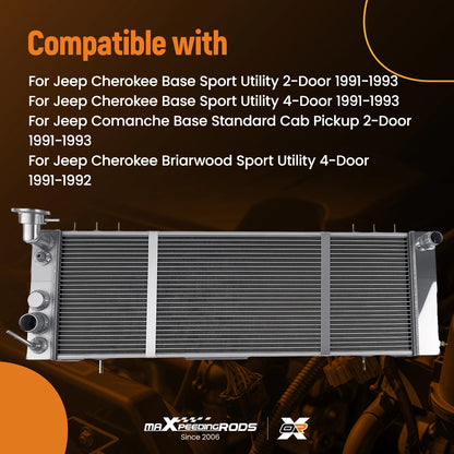 3 Row Radiator for Jeep Cherokee Comanche (1991–2001) Aluminum AT Trans