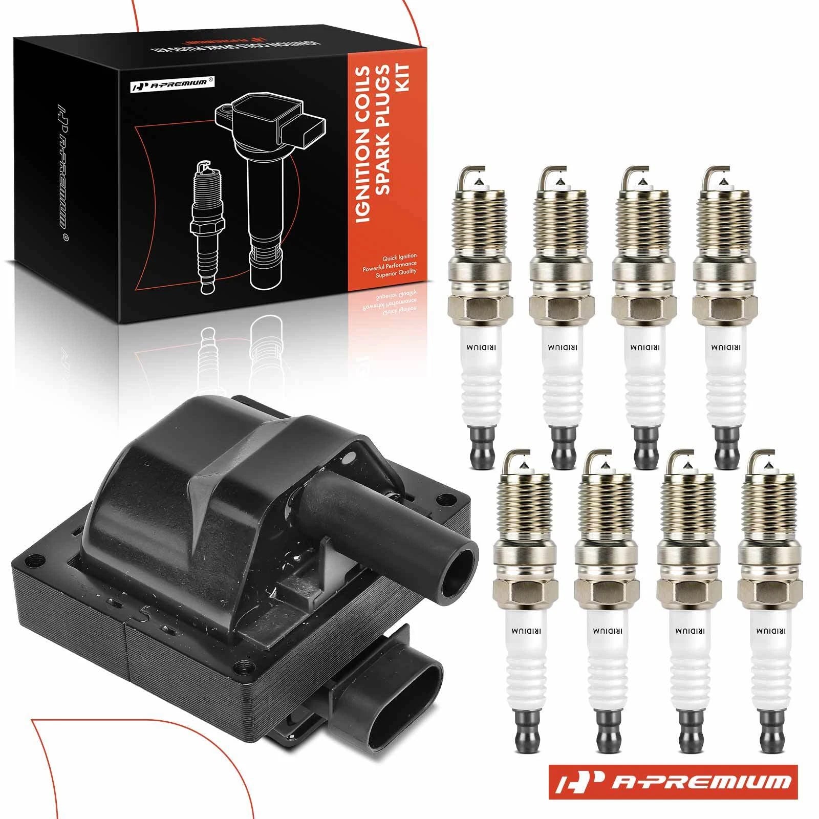 1x Ignition Coil & 8x Iridium Spark Plugs for Chevy Impala (2000–2020)