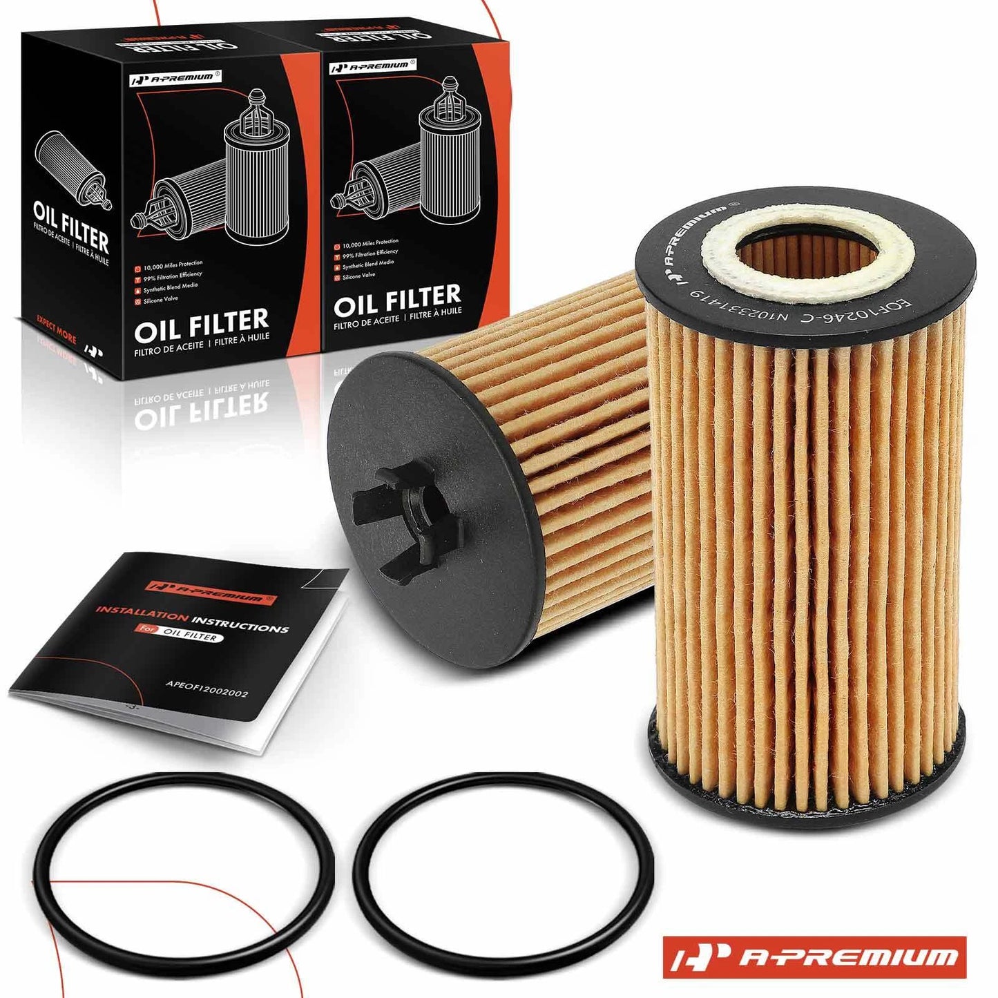 2X Engine Oil Filter for Chevy Equinox (2018–2019), Malibu (2016–2019), Cruze