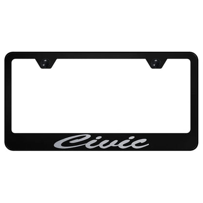 Script Name on Black License Plate Frame - Officially Licensed for Honda Civic