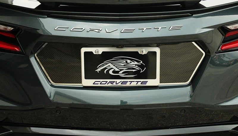 License Plate Frame for 2020–2022 Chevy Corvette C8 with Red Inlay