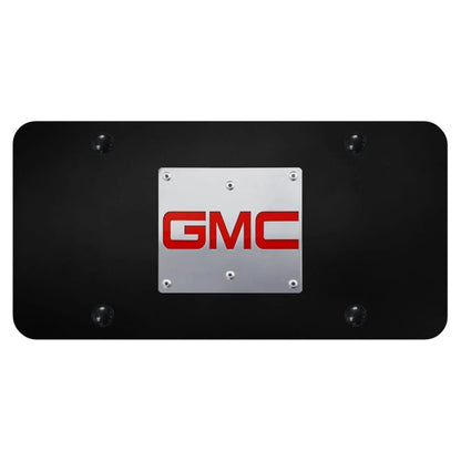 Brushed Stainless Steel Logo on Black License Plate -Officially Licensed for GMC