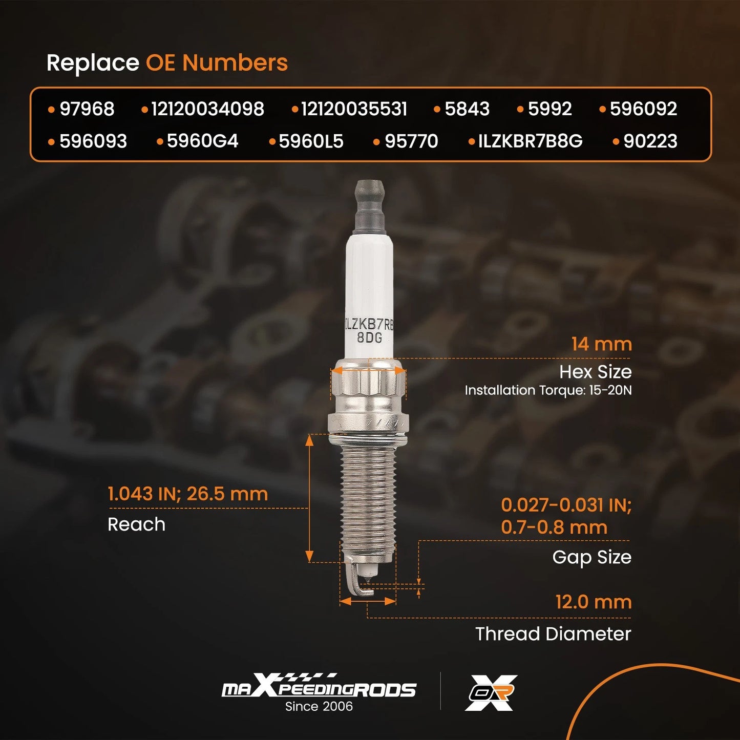 Iridium Spark Plugs for Mini Cooper Paceman 1.6L (2007–2015)
